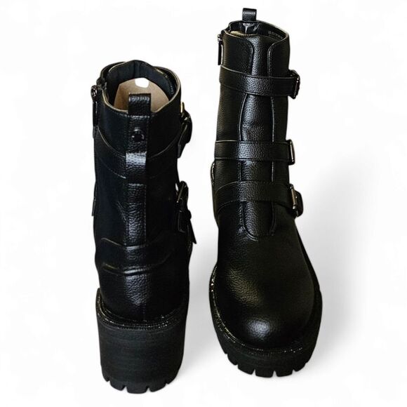 KENNITH COLE REACTION TATE Faux Leather Rhinestone Womens Motorcycle Boots NIB 8 - Picture 11 of 16